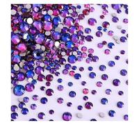 Strass Thermocollant Lot de 1440 strass noirs à dos plat en verre, tailles variées, paillettes, diamants, non thermocollants, for nail art et vêtements Strass DéCoratifs(Purple Majesty)