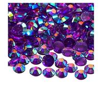 Strass Thermocollant Lot de 500 à 1000 strass AB transparents en résine non thermocollante dos plat for nail art, bijoux, décorations vêtements, coller(Deep purple,2mm 1000pcs)