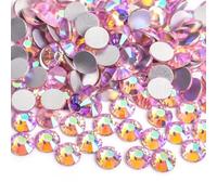Strass Thermocollant Strass 3D en verre rose clair for Nail Art, décorations cristal Non correctrices, ss3 ss4 ss5 ss6 ss8 ss10 ss12 ss16 ss20 ss30(Light Pink AB,SS10 1440pcs)