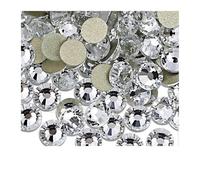 Strass Thermocollant Strass AB transparents non thermocollants à dos plat, cristaux en verre, strass pailletés for vêtements d'ongles 3D, mariage(Clear-Gold Back,SS8 1440pcs)
