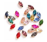 Strass Thermocollant Strass colorés œil de cheval à coudre avec griffe dorée en cristal verre sur pierre for accessoires vestimentaires(Mix Colors,7x15mm 20pcs)