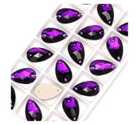 Strass Thermocollant Strass en forme de larme à coudre, pierre cristal verre, couture, broderie, vêtements, accessoires, pierres for décoration robe mariée DIY(Purple,13x22mm 12Pcs)