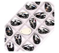 Strass Thermocollant Strass en forme de larme à coudre, pierre cristal verre, couture, broderie, vêtements, accessoires, pierres for décoration robe mariée DIY(Black Diamond,7x12mm 42Pcs)