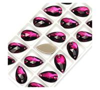 Strass Thermocollant Strass en forme de larme à coudre, pierre cristal verre, couture, broderie, vêtements, accessoires, pierres for décoration robe mariée DIY(Amethyst,13x22mm 12Pcs)