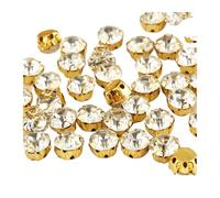 Strass Thermocollant Strass ronds en cristal transparent 3D argenté/doré à coudre avec trou, pierre de verre for travaux d'aiguille(Gold Crystal,SS20(4.7mm)-200pcs)