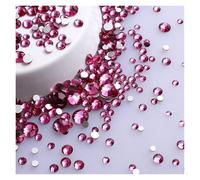 Strass Thermocollant Strass ronds pailletés de différentes tailles, fond argenté, non thermocollants, petite taille, for décoration d'ongles et de vêtements(Fuchsia)