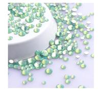 Strass Thermocollant Strass ronds pailletés de différentes tailles, fond argenté, non thermocollants, petite taille, for décoration d'ongles et de vêtements(Green Opal)