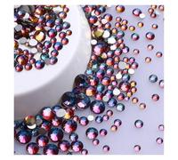 Strass Thermocollant Strass ronds pailletés de différentes tailles, fond argenté, non thermocollants, petite taille, for décoration d'ongles et de vêtements(Blue Volcano)