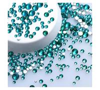 Strass Thermocollant Strass ronds pailletés de différentes tailles, fond argenté, non thermocollants, petite taille, for décoration d'ongles et de vêtements(Indicolite)