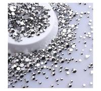 Strass Thermocollant Strass ronds pailletés de différentes tailles, fond argenté, non thermocollants, petite taille, for décoration d'ongles et de vêtements(Silver)