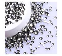Strass Thermocollant Strass ronds pailletés de différentes tailles, fond argenté, non thermocollants, petite taille, for décoration d'ongles et de vêtements(Black Diamond)