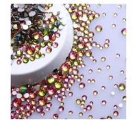 Strass Thermocollant Strass ronds pailletés de différentes tailles, fond argenté, non thermocollants, petite taille, for décoration d'ongles et de vêtements(Rainbow)
