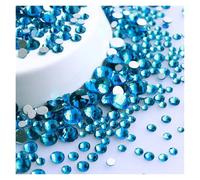 Strass Thermocollant Strass ronds pailletés de différentes tailles, fond argenté, non thermocollants, petite taille, for décoration d'ongles et de vêtements(Capri Blue)