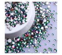 Strass Thermocollant Strass ronds pailletés de différentes tailles, fond argenté, non thermocollants, petite taille, for décoration d'ongles et de vêtements(Green Volcano)