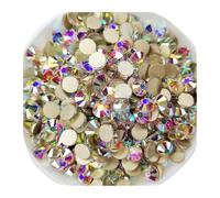 Strass thermocollants Strass à paillettes AB/base dorée transparente, non thermocollants, SS3-SS40, dos plat, strass et tissu, décorations for ongles Pour l'artisanat(Clear AB,Ss34 288pcs)