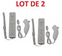 2 X Télécommande Wiimote + Nunchuck Pour Nintendo Wii Et Wii U - Blanc