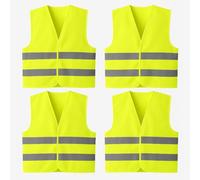 Straße Tech Lot de 4 Gilets de Sécurité Haute Visibilité Taille XL - Jaune Réfléchissant 360° - Norme EN471 - Idéal Voiture, Chantier et Extérieur