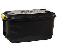 Strata Boîte de rangement robuste à roulettes 75 L Noir 77 x 42 x 40 cm