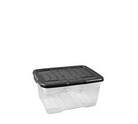 Strata Curve Lot de 6 boîtes de rangement avec couvercle noir, 10 l, 35 x 28 x 16 cm, transparentes