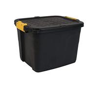 Strata Ensemble de 3 boîtes de rangement robustes, boîtier empilable sécurisé, 42 litres, 50 x 40 x 35 cm, résistant à 410 kg, Noir/Jaune