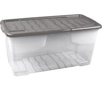 Strata Lot de 6 boîtes de rangement empilables en plastique avec couvercles à clipser - 80 litres - Multi-boîtes de rangement pour la maison et le bureau - Transparent - Couvercle gris