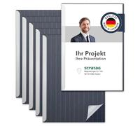 STRATAG Lot de 6 rails de serrage avec couvercle transparent en plastique PP et reliures en carton solide de 320 g/m² (bandes aiguilletées)