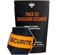 Strate Gear Pack x2 Brassard securite Agent de surete privé Orange Fluo Staff Tour de Bras videur Bandeau reflechissant reglable vigile Elastique Scratch brassards secu privée Bracelet Fluorescent