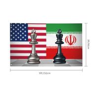 Stratégie Géopolitique Iran-États-Unis Drapeaux Avec Œillets Drapeau De Jardin Décoratif Bannière Pour Maison Fête Mur Intérieur 90X150Cm