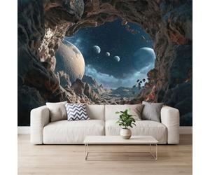 Strates Rocheuses Nébuleuse Planètes Papier Peint Mural 150 x 105 cm | Sci-Fi Univers Espace Papier Peint Panoramique Photo pour Salon Chambre et Espace Enfant Bureau Salle à Manger