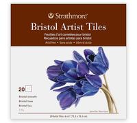 Strathmore 400 Series Artist Tiles Bristol Bloc de papier, finition lisse (2 plis), reliure à colle, 20 feuilles, 15,2 x 15,2 cm, 1 pièce