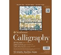 Strathmore 400 Series Tape Bound Calligraphy Pad, 20 lb. Paper, 8.5 X 11 inches, White, 50 Sheets (405-11)