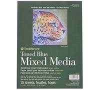 Strathmore 400 Series Toned Mixed Media Pad, 184lb Paper, 9 x 12 inches, Steel Blue, 15 sheets (462-409)