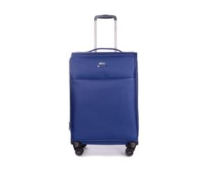 Stratic Light + Koffer Weichschale Reisekoffer Trolley Rollkoffer Handgepäck, TSA Kofferschloss, 4 Rollen, Erweiterbar, Bleu foncé, 67 cm, M
