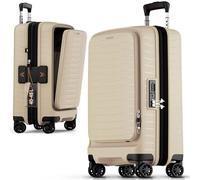 Stratic NOVIUM Valise rigide - Valise à roulettes avec 4 roulettes, serrure à combinaison TSA extensible, en polypropylène, doublure intérieure en PET recy u choix avec ou sans poche avant, sable