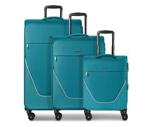 Stratic taska 4 roues Set de valises 3 pièces avec soufflet d'extension bleu pétrole