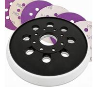 StratoNex Disque abrasif de 125 mm compatible avec Bosch GEX 125-1 AE 8 | Matériau PU, design à crochet court, avec 6 disques abrasifs en PET violet (P80/P120/P240), pour ponceuse excentrique