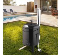 Strattore Goulash Cannon Four à Goulash émaillée Four-fusée avec poêle à Griller - Barbecue Charbon Cuisine de Campagne Dutch Oven - Barbecue Fumoir 19L Marmite pour Soupe Campinggrill en Noir
