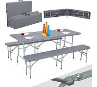 Strattore table de buffet garniture de tente à bière en plastique pliable avec table et 2 bancs - en anthracite