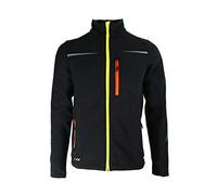 Strauss Engelbert e.s.motion 2020 Veste softshell d'extérieur coupe-vent, imperméable, respirante, légère et flexible, polaire avec intérieur doux, Noir/jaune d'avertissement/orange vif, XL