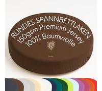 Strauss Home Drap-housse rond en jersey 100 % coton pour lit à sommier tapissier rond et lit à eau, matelas rond, hauteur de bonnet jusqu'à 40 cm (marron chocolat)