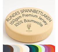 Strauss Home Drap-housse rond en jersey de qualité supérieure 100 % coton pour lit à sommier tapissier rond et lit à eau - Matelas rond - Hauteur jusqu'à 40 cm (sable/naturel)