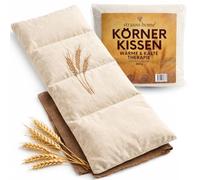 Strauss Home® Grand coussin chauffant à grains - Passe au micro-ondes - Contre les tensions dans la nuque, les épaules et le dos - Grains de blé naturels - 20 x 50 cm