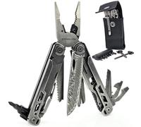 STRAVAK - Pince Multifonction 13-en-1 - Acier 9Cr18MoV avec Clip Ceinture - Pince Longue, Lame, Scie, Lime, Tournevis, Coupe-fil, Décapsuleur, Porte-embout et Clé à Écrou + Pierre à Feu, Embouts