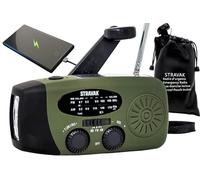 STRAVAK - Radio d’Urgence et de Survie Solaire à Dynamo, Lampe Torche LED Puissante, Batterie 2000 mAh USB-C, Alarme de Détresse, Chargeur de Téléphone, Pochette Étanche.