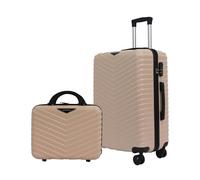 STRAVIA Valise Cabine Small 45 cm + Vanity 30 cm Set Bagage à Main Avion - ABS légers et résistants - Serrure à Code sécurisée 4 Roues Double Ultra fluides Rose Gold 46 x 32 x 20 cm / 32 x 29 x 10 cm