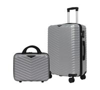 STRAVIA Valise Cabine Small 45 cm + Vanity 30 cm - Set Bagage à Main Avion - ABS légers et résistants - Serrure à Code sécurisée - 4 Roues Double Ultra fluides Gris 46 x 32 x 20 cm / 32 x 29 x 10 cm
