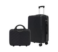 STRAVIA Valise Cabine Small 45 cm + Vanity 30 cm - Set Bagage à Main Avion - ABS légers et résistants Serrure à Code sécurisée - 4 Roues Double Ultra fluides Black - 46 x 32 x 20 cm / 32 x 29 x 10 cm