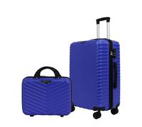Stravia - Valise Cabine Small 45 cm + Vanity 30 cm - Set Bagage à Main Avion - ABS légers et résistants - Serrure à code sécurisée - 4 roues double ultra fluides Bleu 46 x 32 x 20 cm / 32 x 29 x 10 cm
