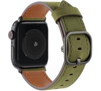 Stravo Bracelet en cuir véritable avec boucle métal - Compatible Apple Watch 44-49 mm (Série 4-11, SE 1/2/3, Ultra 1/2/3) - Vert