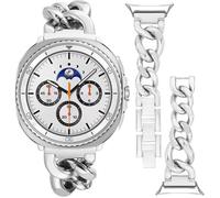 Stravo Bracelet métal style denim - pour Samsung Galaxy Watch 8 40/44 mm & 8 Classic 46 mm - Ajustable et résistant - Argent